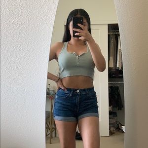 Ribbed button up crop top bundle